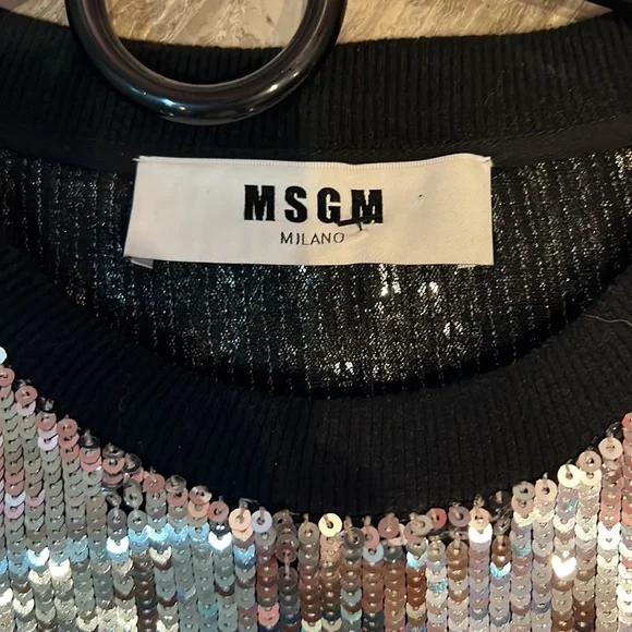 MSGM Milano short sleeve sequin silver blouse - Picture 3 of 5
